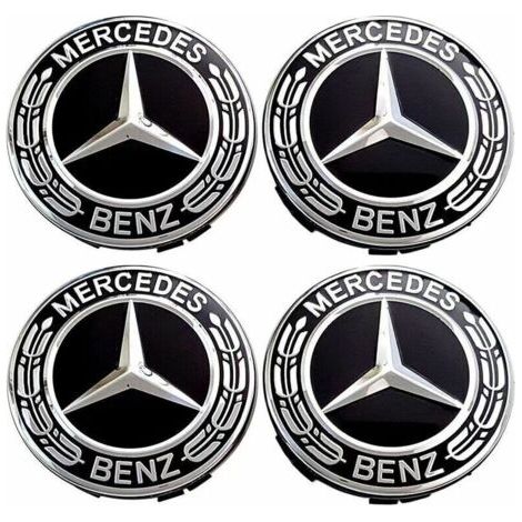 royaluxe-Cache moyeux 4 pièces 75mm – Plastique ABS et aluminium – Remplacement esthétique pour Mercedes Benz – Installation facile (1/5)