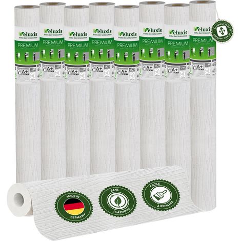 Veluxis® Papier peint intissé haut de gamme 10,05 m x 0,53 m (aspect rayé avec structure textile, lot de 8) – intissé de rénovation de haute qualité pour murs lisses – Fabriqué en Allemagne