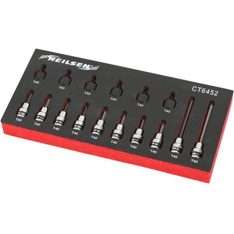 Neilsen 16pc Long Torx Bit Star Socket Set T40 Trx 3/8" Sockets 30mm - 100mm