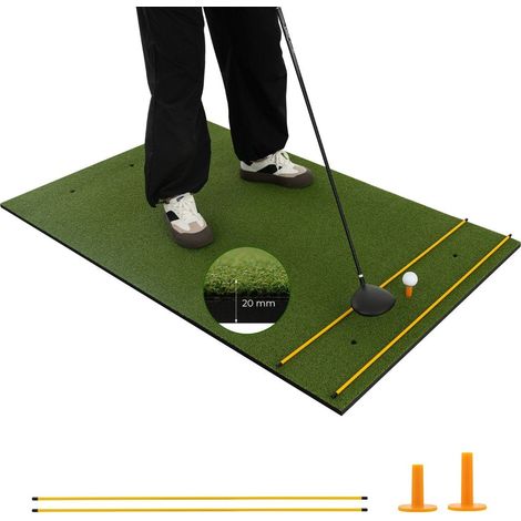 Golf Abschlagmatte 2 Gummi Tees und 2 Ausrichtungsstäbe 6 Abschlagpositionen 152 x 92 cm Dicke 20 mm (1/5)