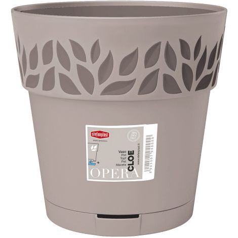 VASO TONDO 'CLOE' Ø 15 x h.15 - greige/grigio quarzo