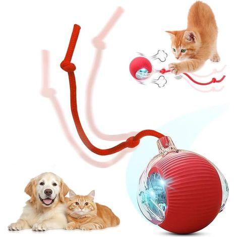 Balle pour animaux de compagnie à roulement automatique intelligent à 360° rose (1/5)