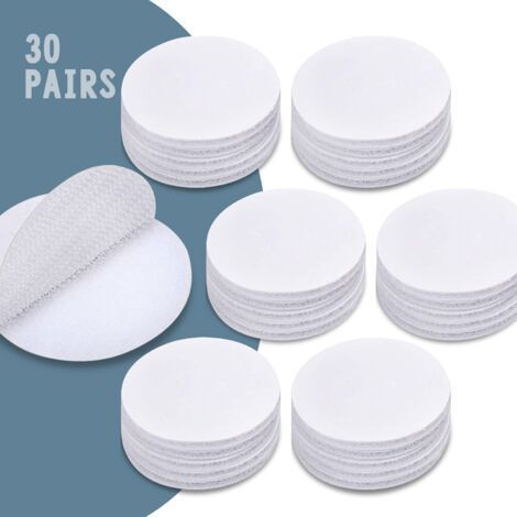 60 PCS Velcr Rond 5 cm, 30 Pairs Scratch Rond 50 mm Blanc, Scratch Adhésif Rond, Scratch Autocollant Rond Hook Loop Adhésives pour Bricolage, Travaux de Maison, Travaux Manuels (1/5)