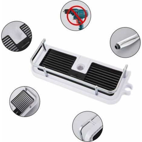 Tablette de douche de salle de bain, support de douche suspendu étagère de douche, aucun perçage nécessaire pour le pôle de douche avec boucle et crochet Cisea