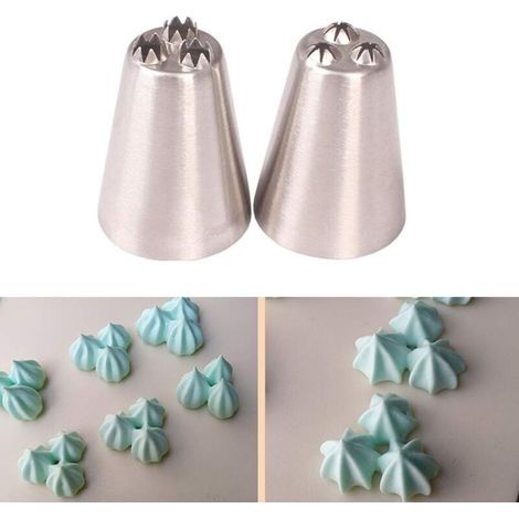 2 Pièces Embout de décoration étoile à trois trous, outils de cuisson en acier inoxydable, décoration de crème à gâteau-Fei Yu (1/5)