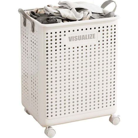 Panier à linge à roulettes, panier à roulettes - paniers à linge roulants pliables et ventilés Panier à linge multifonction, panier à linge de salle de bains à glissière lisse (1/4)