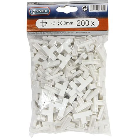 DISTANZIATORI PER PIASTRELLE 200x8,0MM -IN PLASTICA BIANCA RESISTENTE