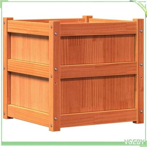 Jardinière - FAFEICY - 837418 - Bois de pin massif - Cire marron - 50x50x50 cm (1/5)