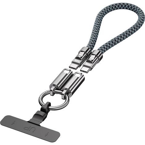 Câble de Chargeur de Lanière de Type C 240 W, Fil de Lanière de Téléphone à Charge Rapide avec Serrure en Alliage de Zinc, Puce Intelligente, Synchronisation des Données de 30 Cm pour (1/5)