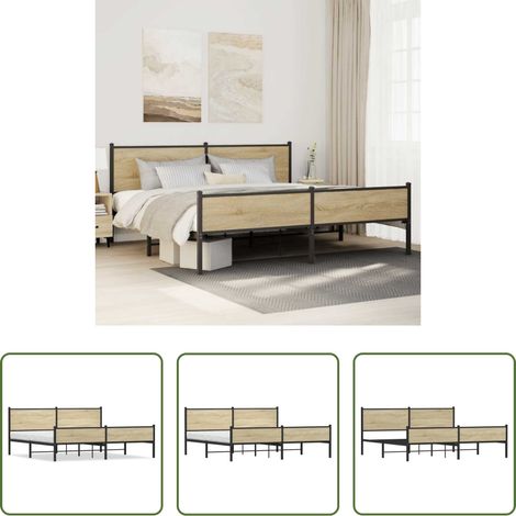 Metallbettgestell - Metallbett ohne Matratze Sonoma-Eiche 193x203 cm (1/5)