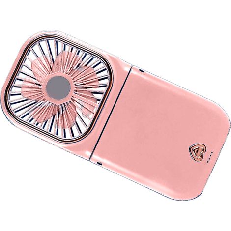 Ventilateur de cou pliable à trois niveaux réglables, rechargeable par USB, mini ventilateur portatif à suspendre autour du cou pour la randonnée et les pique-niques, rose
