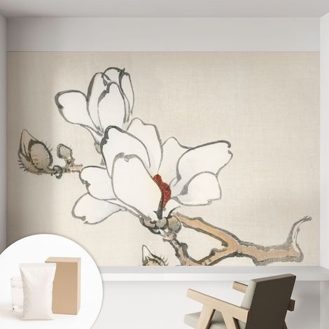 Papier peint intissé mural installation rapide du papier peint durable et résistante - Colle incluse gratuite Magnolias délicats 152x104 cm (1/5)