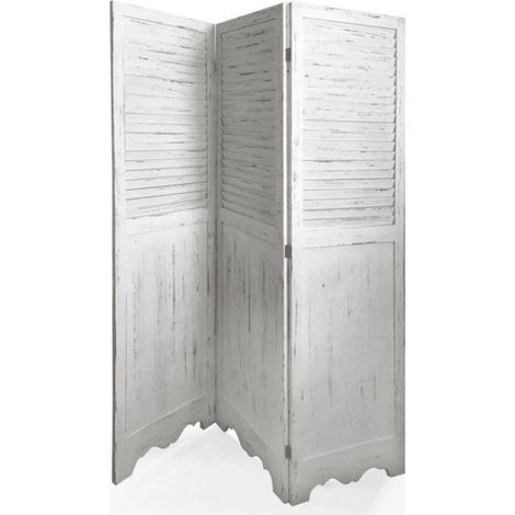 Verdelook Paravento Shabby a 3 Ante in Legno Bianco (1/5)