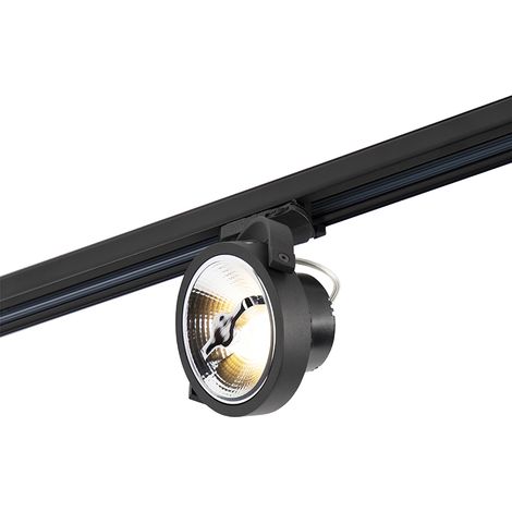 QAZQA + Moderno Foco de carril LED trifásico negro 15W 2700K con AR111 - Expert Aluminio Redonda Incluye LED Max. 1 x 15 Watt