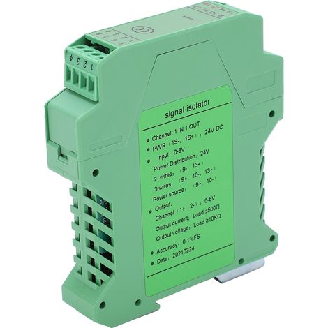 Transmetteur Isolé Rail DIN 0-5V DC, Convertisseur Signal Tension/Courant 1 Entrée 1 Sortie (1/5)