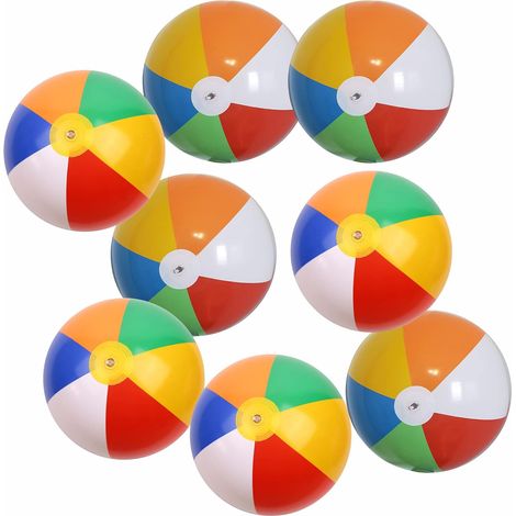 Ballon de plage gonflable de 25 cm - Jouets de piscine arc-en-ciel pour enfants - Accessoires pour fête d'anniversaire arc-en-ciel - Ballon de plage pour activités estivales - Jeux d'eau amusants pour (1/5)