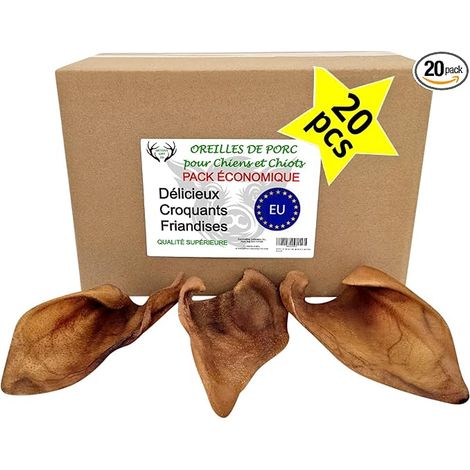Friandises Naturelles pour Chiens, Oreilles de Porc – Pack 20 unités (1/5)