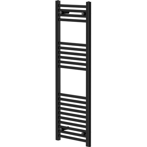 Pizarro Matt Black 1200mm x 400mm Straight Heated Towel Rail (1/5)