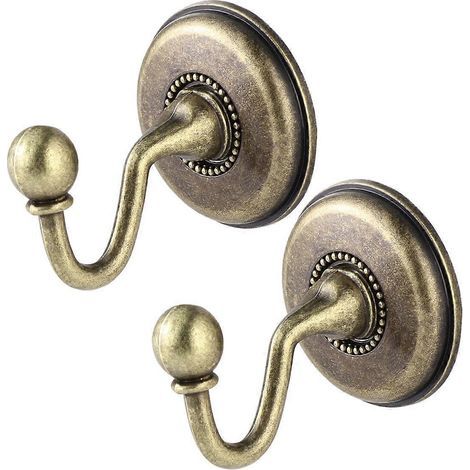 WINOMO Set mit 2 Vintage-Gardinenhaltern aus Aluminiumlegierung mit Knauf und Haken für Tür, Wand, Hüte und Mäntel (Bronze) - Gold (1/4)