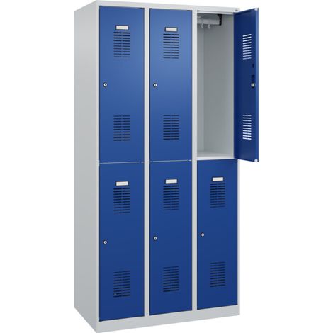 C+P Casier double étage Basis PLUS, 6 compartiments, 1850x900x500mm, 7035/5010 (1/5)
