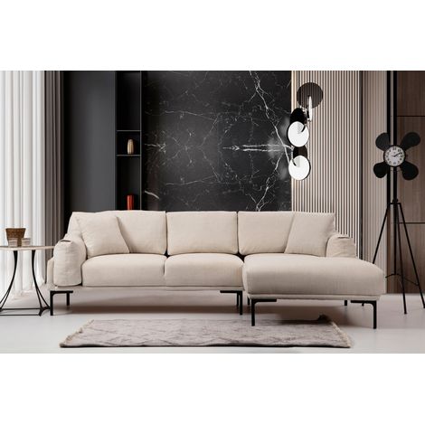Ecksofa rechts Leo Creme