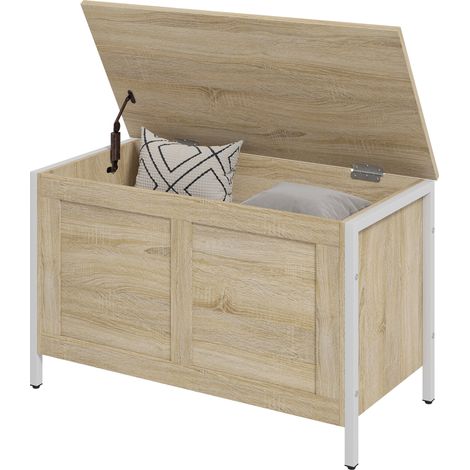 Coffre de Rangement 95 L Banc avec Couvercle et Charnière de Sécurité 80x40x50 cm Chêne