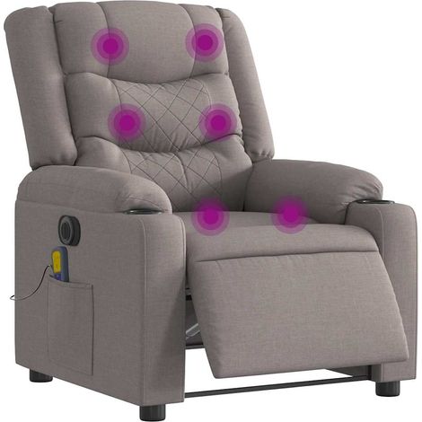 Sillón reclinable de masaje eléctrico tela gris taupe