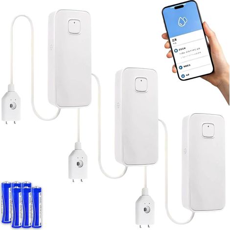 Détecteur de Fuites d'eau WiFi, Alarme 80 DB, Alarme pour Pompe de Relevage, Activation des Alertes par SMS et Appel, Surveillance à Distance Via l'Application (1/5)