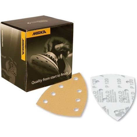 Triangles abrasifs Gold 7 trous 100x152x152mm - Mirka Grain: 120