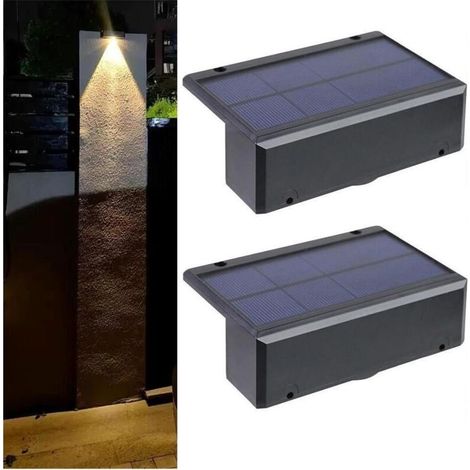 Lampe solaire de clôture avec 3 modes de couleur, éclairage de terrasse solaire à LED étanche, éclairage extérieur à énergie solaire pour jardin/marche/terrasse/escalier/balustrade (2) (1/4)