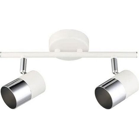 Lampada da parete alogena con 2 faretti modello Moon EDM - 50W - GU10 - Bianco e cromo - Lampadina non inclusa (1/2)