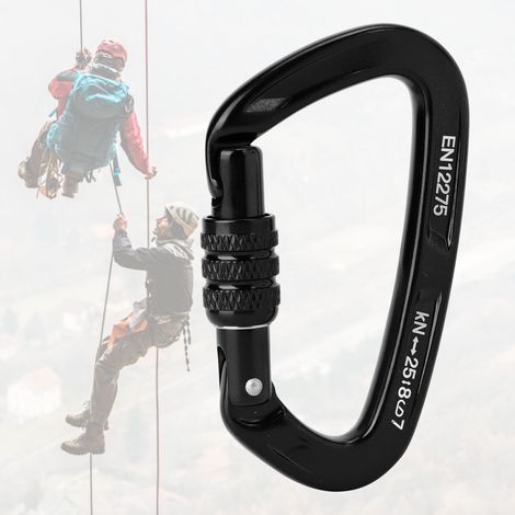 Mousqueton en D en aluminium pour escalade, randonnée et via ferrata