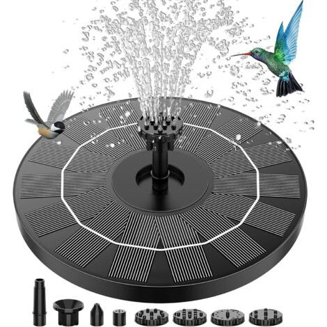 BUNTHAUS Fontaine Solaire Extérieur Flottante 3.5W Pompe Bassin Solaire avec 6 Buses pour Bain d'oiseaux Aquarium Jardin Fontaine (1/5)