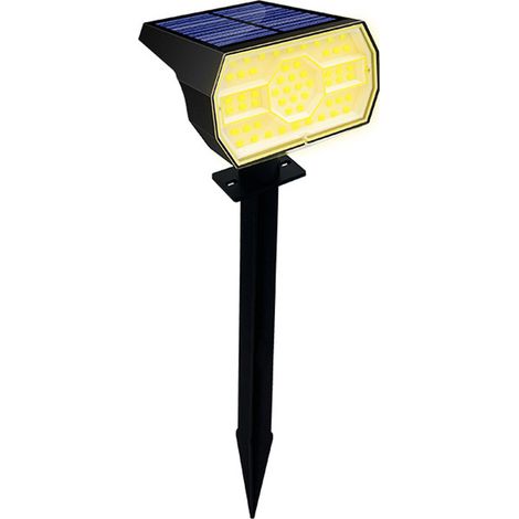 Lot de projecteurs solaires, 56 LED, lumière blanche chaude 3000K, panneau 2W, batterie 1500mAh, IP65, pour jardin allée (1/5)