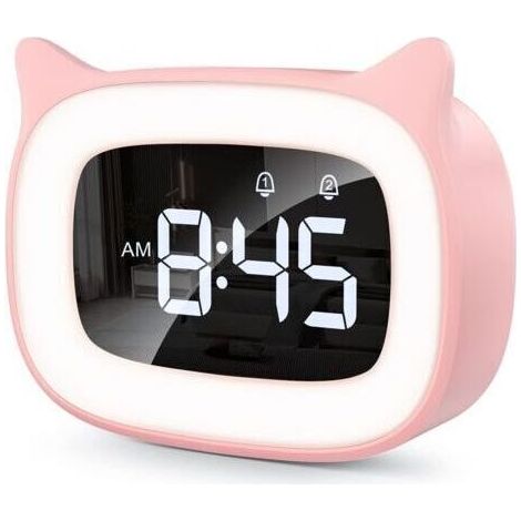 Réveil Educatif, LED Veilleuses Pendules horloges de Chambre d'enfant Kid Sleep Jour/Nuit Lumineux, Snooze Réveil 5 Couleurs,18 Types de Musique, 2 Alarmes, Fille Garcon (1/5)