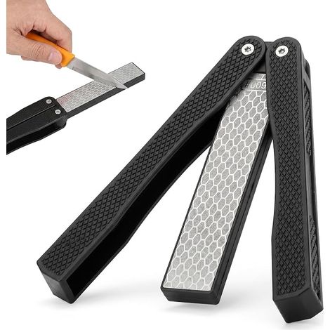 Aiguiseur Couteau Diamant 400/600 Grain Pliable – Pierre à Aiguiser Double Face, Affuteur Couteaux Cuisine Professionnel, Aiguiseur Portable pour Camping, Chasse, Extérieur (1/5)
