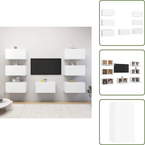 The Living Store Muebles de salón 7 uds madera ingeniería blanco 30,5x30x60 cm - Muebles de salón