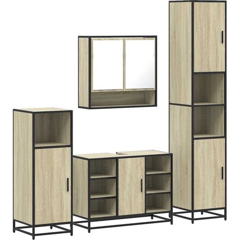 Maison Exclusive - Set Mobili da Bagno 4 pz Rovere Sonoma in Legno Multistrato
