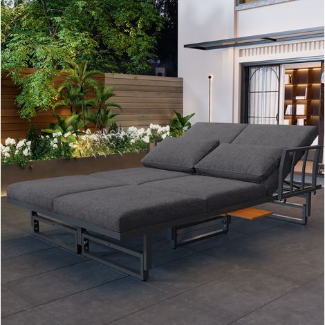 sofa sessel verstellbar gartenmöbel set grau OKMYHOME (1/5)