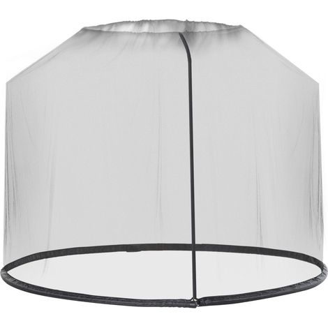 Moustiquaire pour parasol, 300 cm, avec fermeture éclair, protection anti-insectes pour jardins et terrasses, noire (1/5)