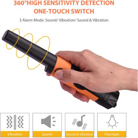 Detector de metales Yuclam Pinpointer IP68 totalmente impermeable, puntero portátil, sonda, detectores de tesoros, detectores de caza con zumbador conmutable, vibración, batería (1/5)