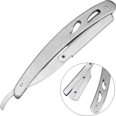 Support de lame de rasoir droit en acier inoxydable, porte-lame pliable pour coiffeur, étui de rangement pour coupe de rasage (1/5)
