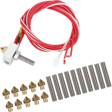 Extrudeuse pour imprimante 3D avec bloc chauffant en aluminium, 10 tubes (30 mm) et 10 buses de 0,4 mm (1/5)