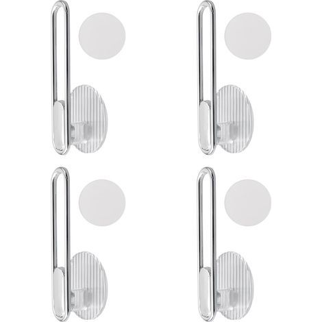 Set mit 4 selbstklebenden, L-förmigen Gardinenhalterhaken, Wandhaken ohne Bohren, Mehrzweckhaken für Zuhause (1/5)