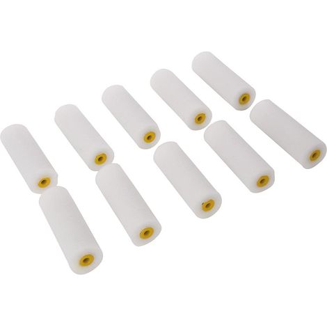 Silverline – Lot de 10 mini-manchons 100 mm – Peinture laquée pour finition lisse – Compatible petits rouleaux – Parfaits pour surfaces détaillées