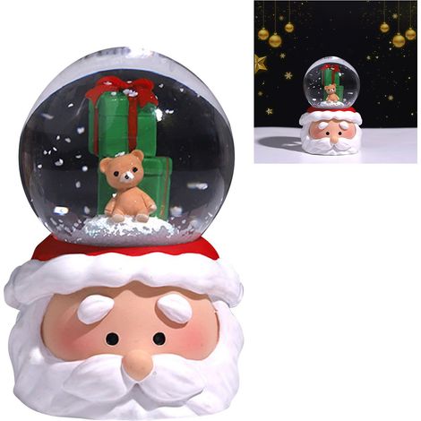 [Ornament de Noël] Boule de Neige Lumineuse avec Lumières Colorées en Résine et Verre - Décoration de Maison et Cadeau pour Famille et Amis