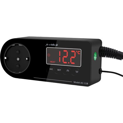 Terrarium-Thermostat, Steckdosen-Thermostat, Terrarien-Thermostat, Tag und Nacht, mit Temperaturfühler für Aquarien und Reptilien