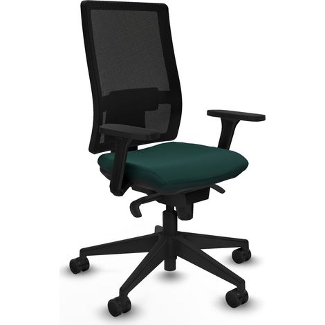 Horna sincro malla negra similpiel verde botella brazos 3D base piramidal  ruedas 65mm nailon (1/5)