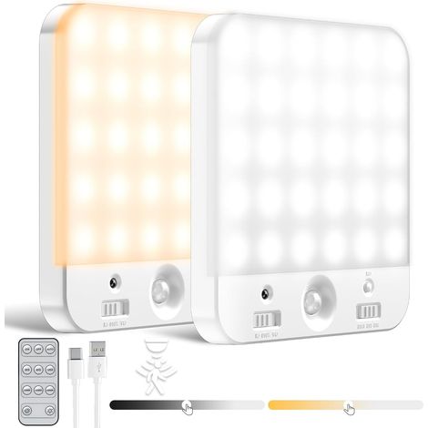 2 Pièces Plafonnier LED Rechargeable avec Détecteur de Mouvement – Sans Fil, 3 températures de couleur (1/5)