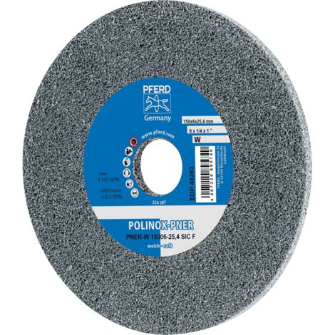 PFERD TOOLS POLINOX verpresstes Vlies-Rad PNER Ø 150x6 mm Bohrung-Ø 25,4 mm Weich SIC Fein für Finish 5 Stk